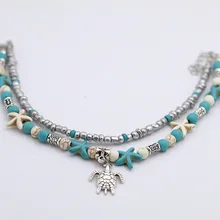 Accessories Anklet Starfish Bead Pearl Turquoise Turtle Anklet Double Layer Beach Anklet Accessories