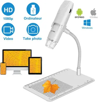 

Wireless Digital Microscope Handheld USB Microscope Camera with 8 Adjustable LED Lights HD 1080P Wi-Fi Endoscope