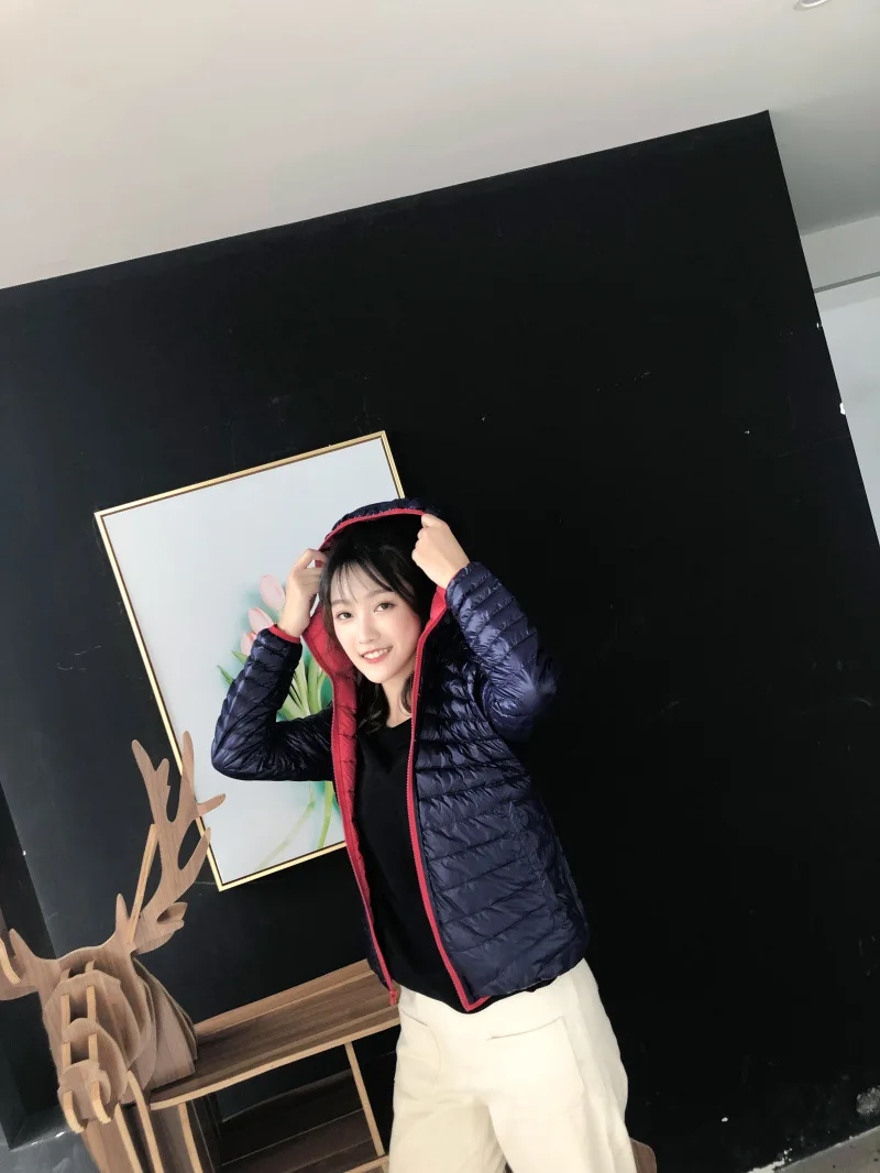 New Style Autumn And Winter Warm Slim Fit Slimming Stand Collar Double-sided Wear Thin down Jacket Women's Short Coat Rever
