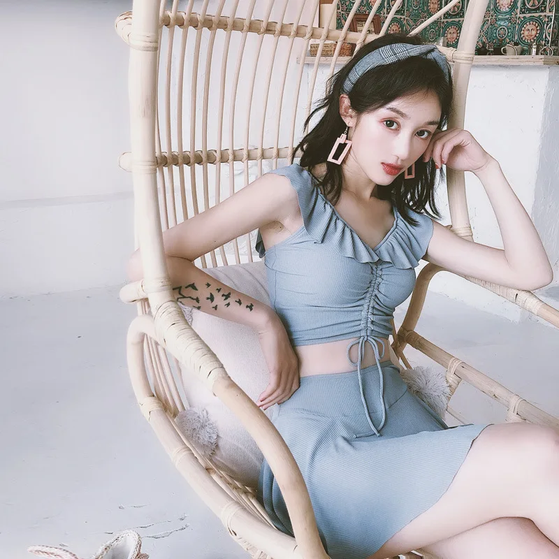 

2019 New Style Bathing Suit Fashion Sexy Bathing Suit Slim Fit Slimming Split Skirt-Korean-style Tour Bathing Suit 1901