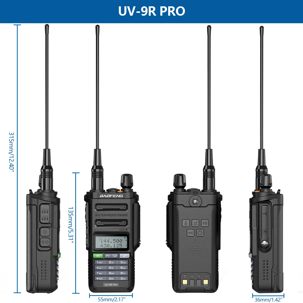 8000mAh 15W Baofeng UV-9R Plus Ham radio IP67 Waterproof UHF/VHF 10-20KM  Walkie Talkie Two Way Radio - ALAFONE