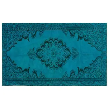 

Handmade Turquoise Vintage Overdyed Turkish Area Rug 158x265 Cm-5'2''X8'8''