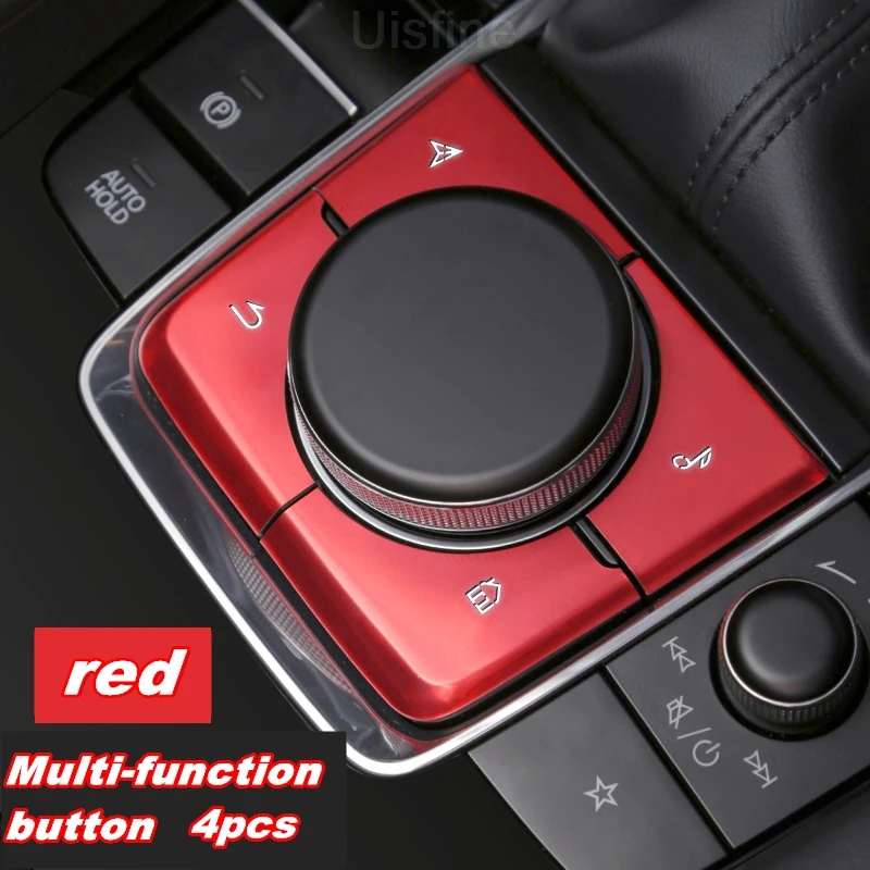 red 4pcs Для Мазда 3 Axela Автомобильный Электронный парковочный ручной тормоз кнопка включения крышки Декоративные наклейки аксессуары для украшения автомобиля - Цвет: red 4pcs