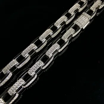 

18k gold solid gold plated necklace CZ Iced out chaine en diamants