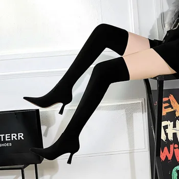 

Yalnn Fashion Sexy High Heel Pointed Toe Suede Over Knee Long Boots Long Boots Fashion Shoes 2019 Women Shoes Women Winter Boots