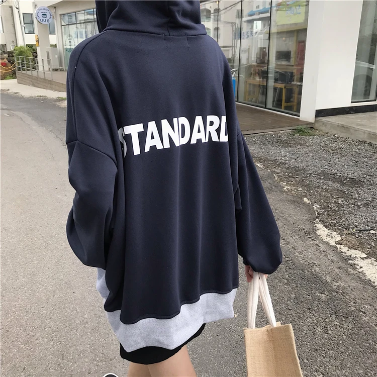 Spring Autumn Women Oversized Hoodies Sweatshirts Woman Zipper Cotton Tracksuit Letter Printed Outwear Hoody Coat