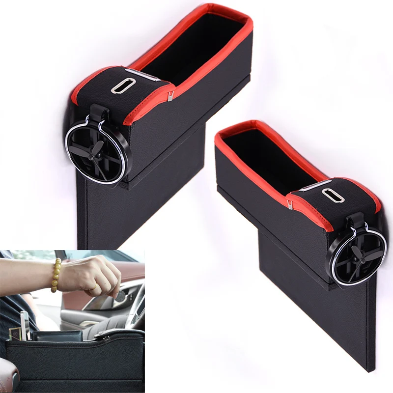 

Storage Box Car Organizer Seat Gap PU Case Pocket Car Seat Side Slit for Wallet Phone Coins Cigarette Keys Cards For Universal
