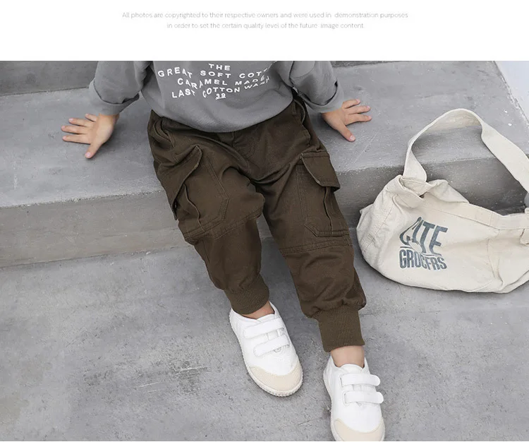 Kids Pants Sport Trousers Boys Cargo Trousers Big Pockets Cotton Autumn Winter Baby Girls Casual Pants Children Expedition