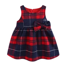 Mudkingdom/платье в клетку для маленьких девочек осенне-зимнее платье с бантом без рукавов в европейском стиле на молнии
