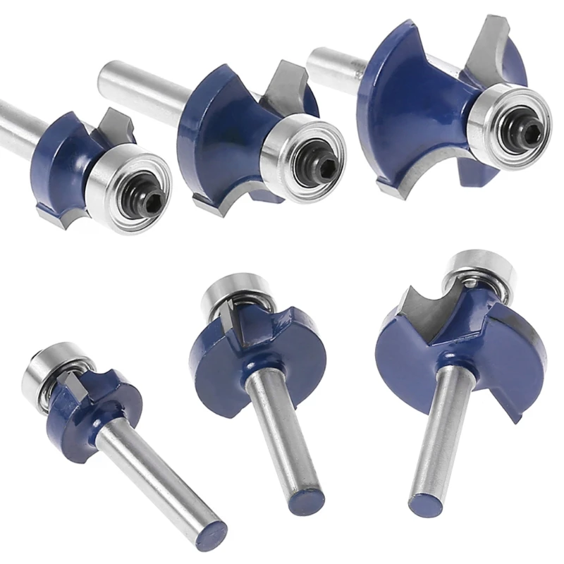 3 Pcs Radius 1/4" Shank Round Over Beading Edging Router Bit Set For
