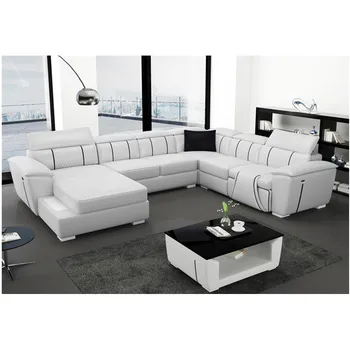 

white U shape fancy modern living room sofa