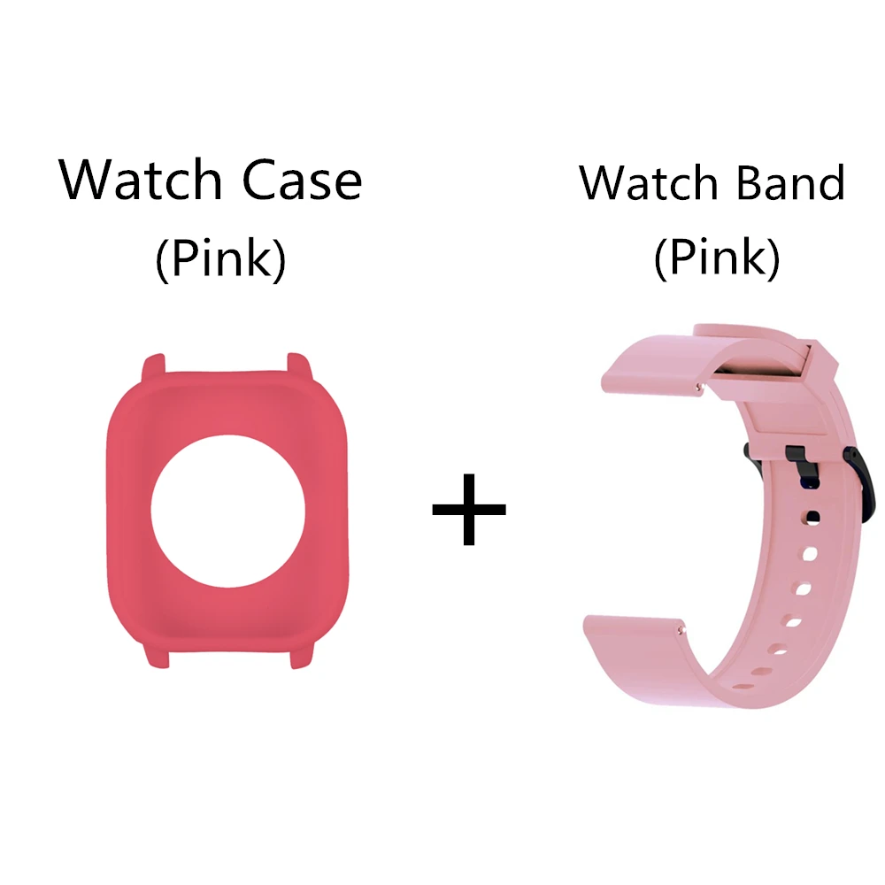 Pink Dark Blue 2в1 силиконовый спортивный ремешок защитный чехол для Xiaomi Amazfit Gts Smart Watch Band 20 мм сменный Браслет+ чехол - Цвет: Pink Dark Blue