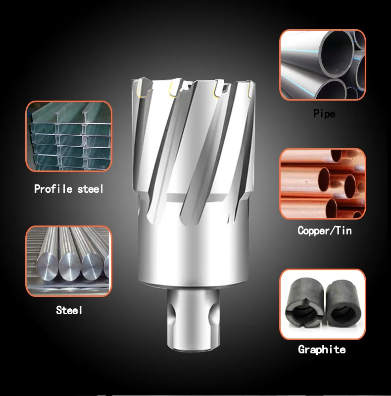 TCT Annular Cutter 12-55mm * 50mm Metall Loch Sah Hartmetall Spitze Ringförmige Cutter Bohrer Bits für Magnetische Bohrmaschine – Detail 7