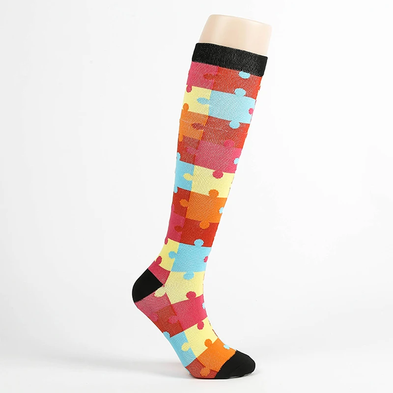 Уличные Спортивные Компрессионные носки для мужчин и женщин, эластичные носки цвета радуги для грудничков, модные осенне-зимние носки для девочек - Цвет: 3