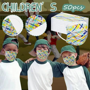 

50 Pcs Children's Cartoon Breathable Mask Disposable Three-Layer Protective Cover