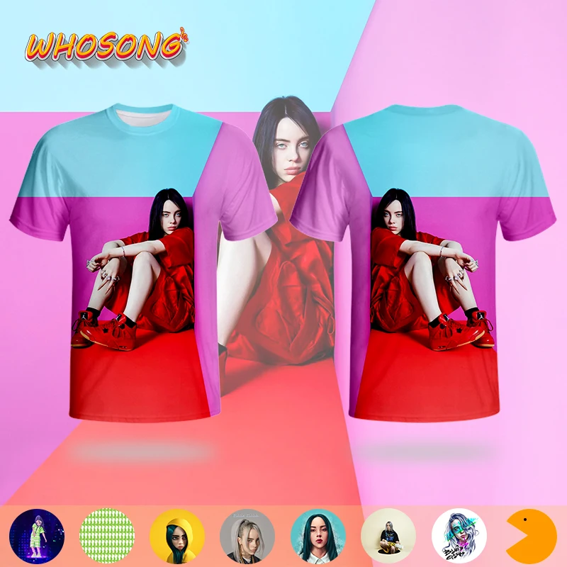 WHOSONG белая модная футболка для певицы Billie Eilish, популярная одежда в готическом стиле панк года топы для мальчиков и девочек