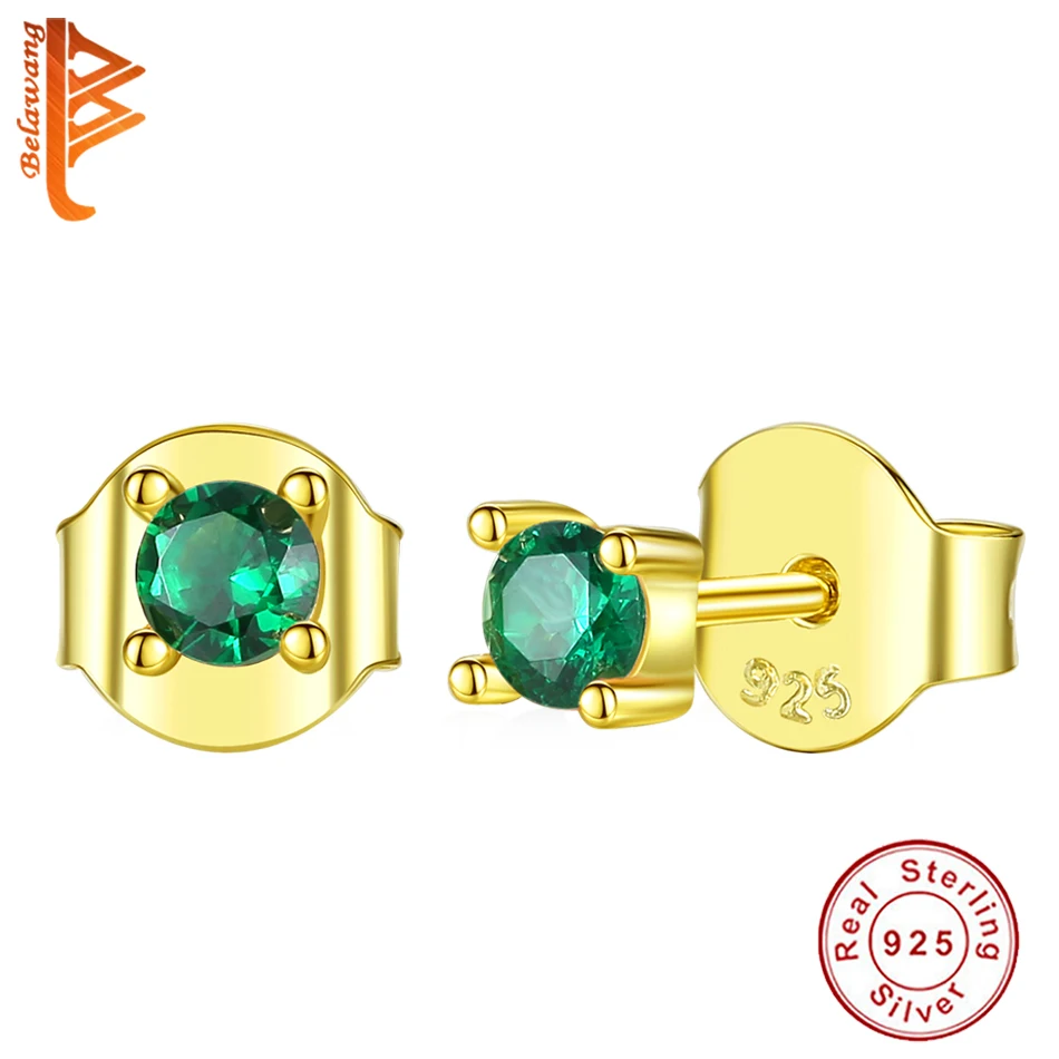 

BELAWANG Wholesale Authentic 100% 925 Sterling Silver Dazzling Clear CZ Small Stud Earrings for Women Wedding Engagement Jewelry