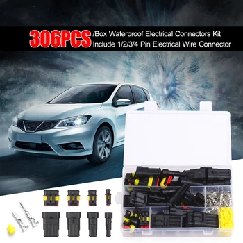 

306PCS/Box Waterproof Electrical Connectors 1/2/3/4 Pin Terminals Pin Way Connector Plug Connections for Motorcycle Truck Car