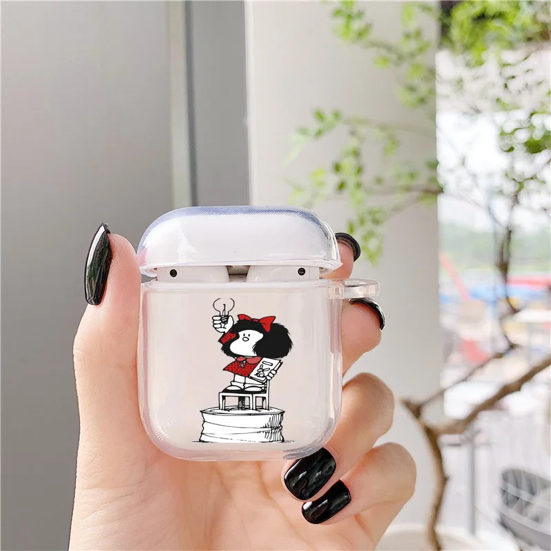 Хит продаж мультяшный мягкий силиконовый прозрачный чехол Mafalda для Airpods 2 1