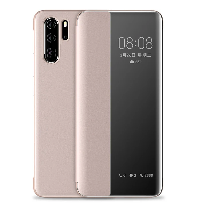 Mirror PU leather phone case For Huawei P20 Lite P30 Pro Flip Cover protective mate 20 Sleep wake View | Мобильные телефоны и