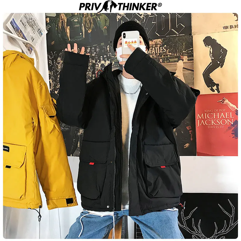 Privathinker, Мужская свободная, утолщенная Зимняя парка, куртки, Мужская теплая Свободная куртка с капюшоном, мужская верхняя одежда, стиль сафари, модные пальто