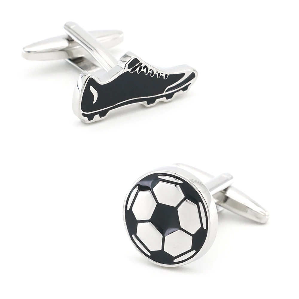 

Sport Design Football & Shoes Cufflinks For Men Quality Copper Material Black Color Cuff Links Wholesale&retail