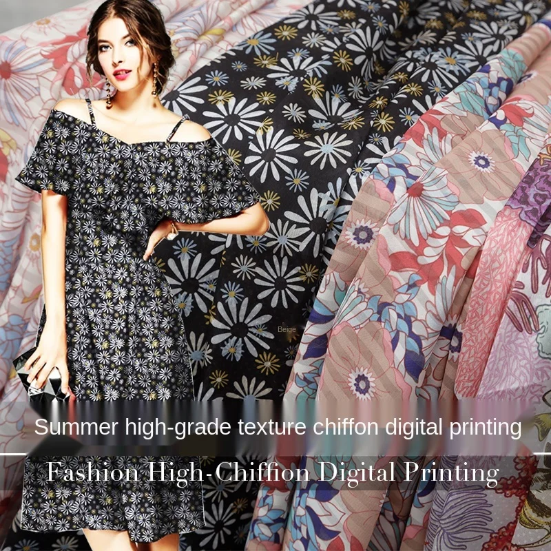 Custom 2019 summer explosion models high-end chiffon digital print fabric for dress shirt short skirt shawl cloth | Дом и сад