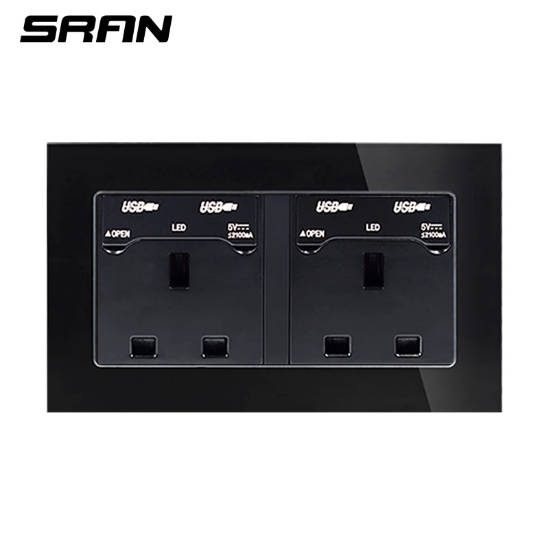 SRAN 146 британская розетка стандарта Великобритании электрическая розетка с USB4 зарядным портом для быстрого перемещения интерфейс кристальная зеркальная панель