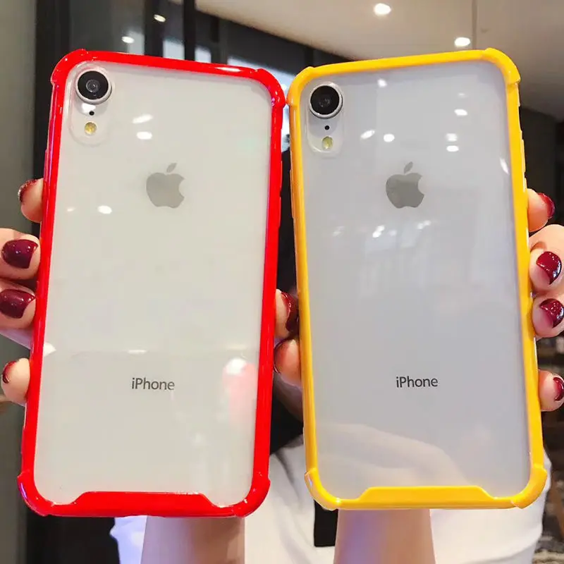 

Transparent Case For iPhone XR XS X XS Max 8 7 Plus 6 6S Plus Shockproof Bumper Cover Soft TPU Candy Color Cases For XR 7 8 Plus