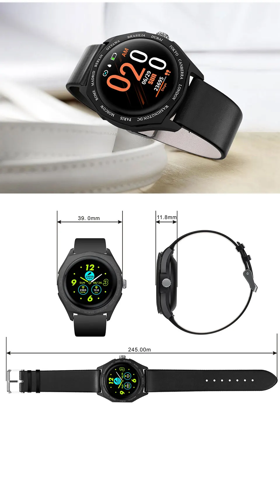 COBRAFLY V18 женские Смарт-часы 1,22 дюймов полный круглый сенсорный экран умный Браслет для здоровья измерение кровяного давления Смарт-часы