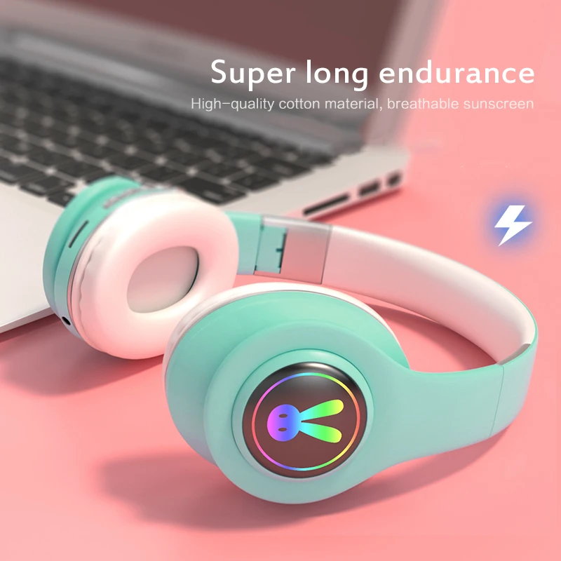 Bluetooth 5 0 для мальчиков и девочек Макарон Беспроводной гарнитура RGB светодиодный