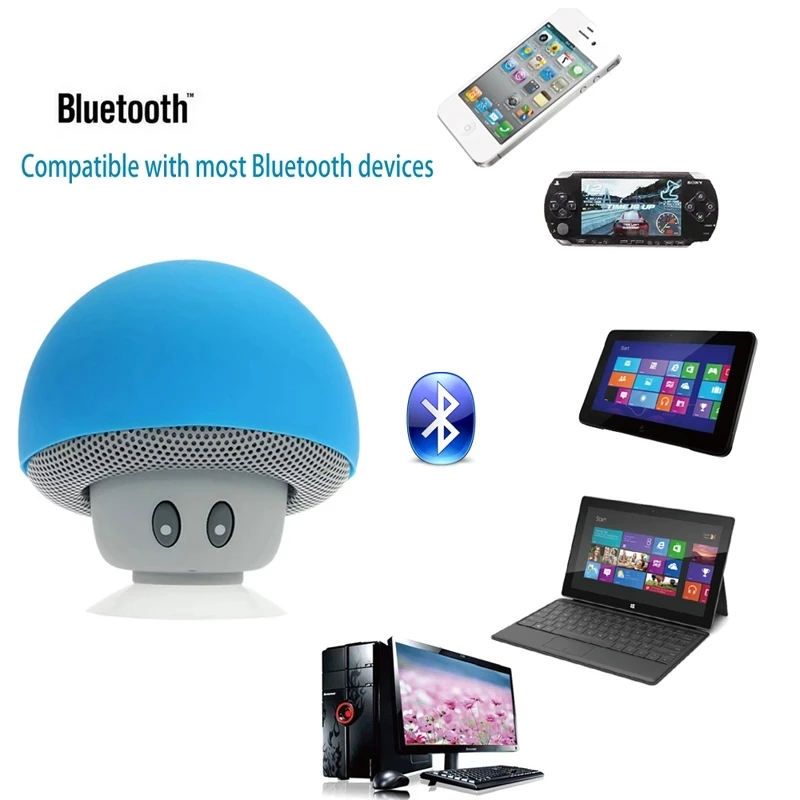 Portable Mini Speaker Wireless Silicone Bluetooth Speaker 3W Mushroom Louderspeaker Super Bass Phone Player Suction Cup Holder Bluetooth Speaker Portable Speaker Mini Bluetooth Speaker