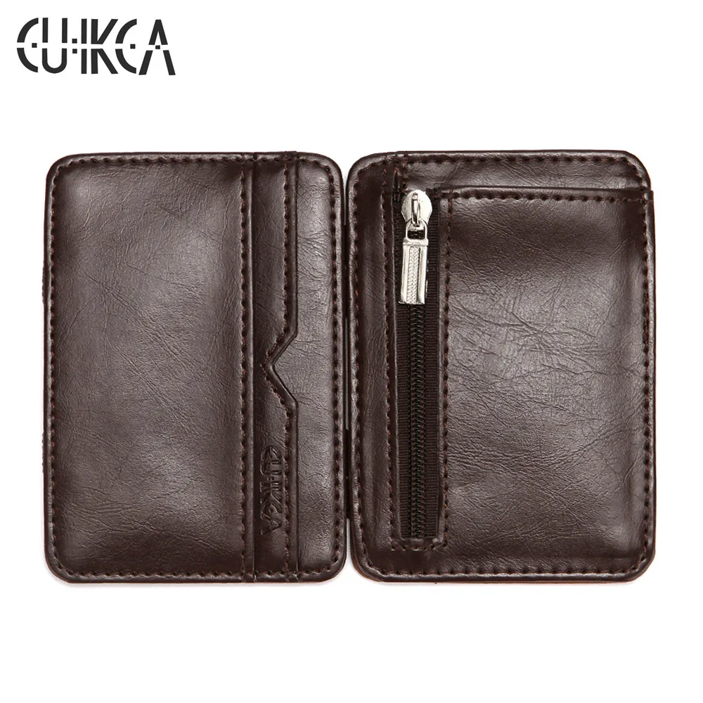 Wallet Money-Clip Credit-Card-Case Magic Zipper Purse Slim Unisex Thread CUIKCA Business-Id
