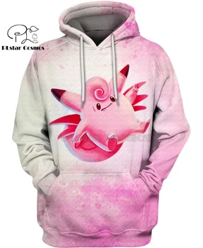 

PLstar Cosmos japan anime pokemon Clefable cute 3d hoodies/Sweatshirt Winter autumn funny long selvee Harajuku streetwear