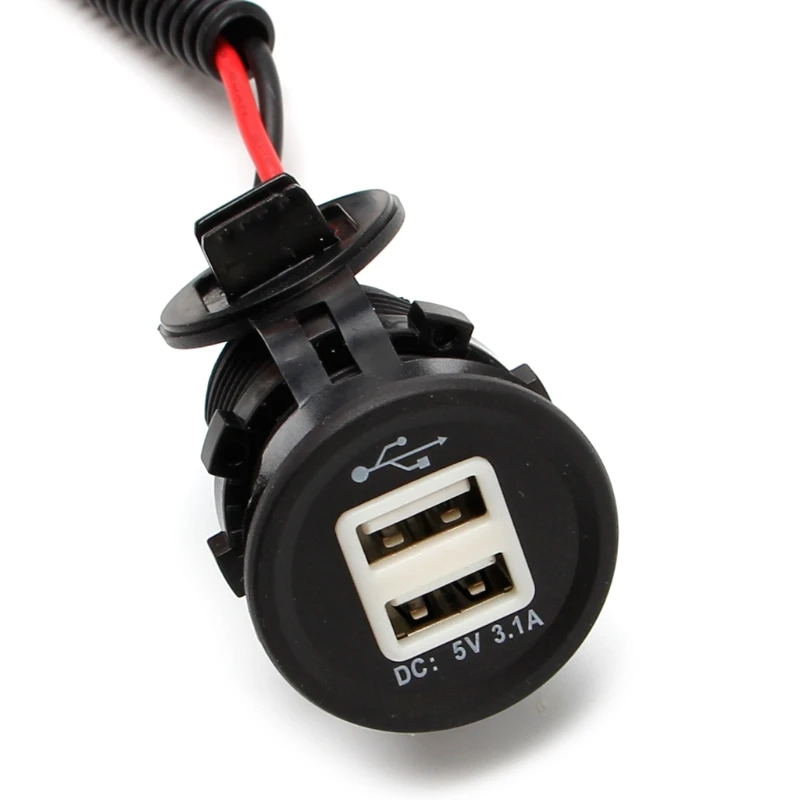Синий светодиодный 5V 3.1A автомобильное USB зарядное устройство с жгутом проводки двойной USB розетка для автомобильного прикуривателя A6HE