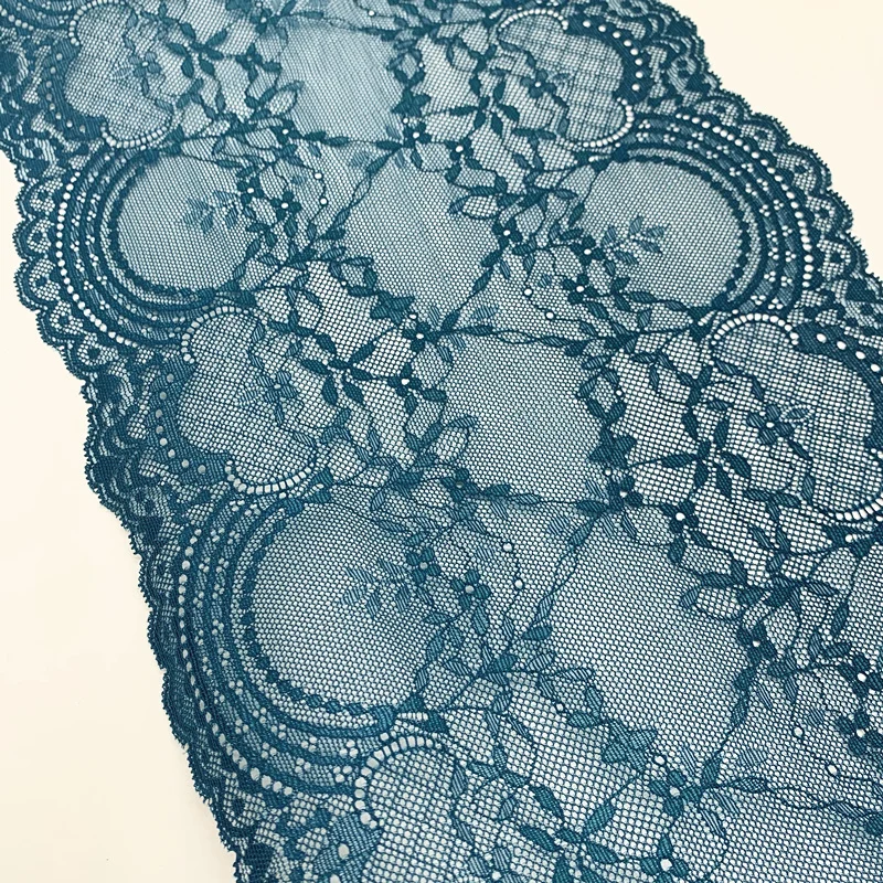 3y/lot Width 24.50cm Teal Blue Stretch Lace Trim Soft 4
