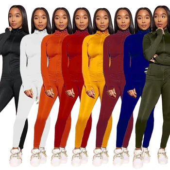 

Autumn Winter Women Two Piece Set Top and Pants Plus Size Tracksuit Sweatsuit Outfit Solid Color Casual Active Outfit