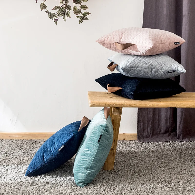 

Portable Handle Cushion Cover With Core Solid Color Pillowcase Decorative Pillows For Sofa Decortion Rectangular Throw Pillow