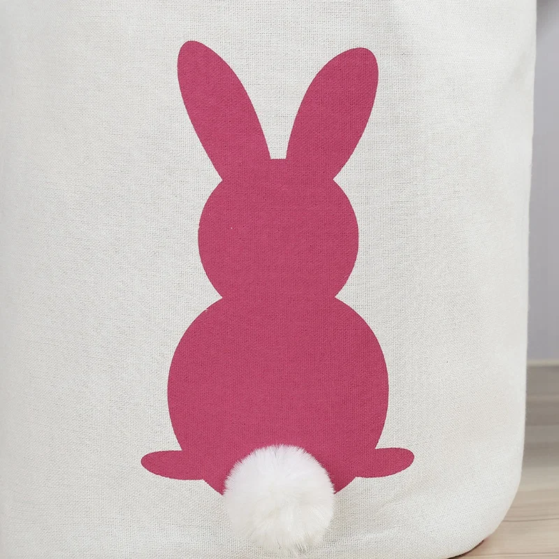 Easter Egg Basket Holiday Rabbit Bunny Printed Canvas Gift Carry Eggs Candy Bag