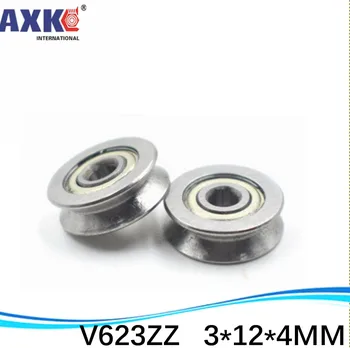 

88888 V623ZZ V groove roller wheel ball bearings 3*12*4 mm embroidery machine pulley bearing V623 623V (Carbon steel)