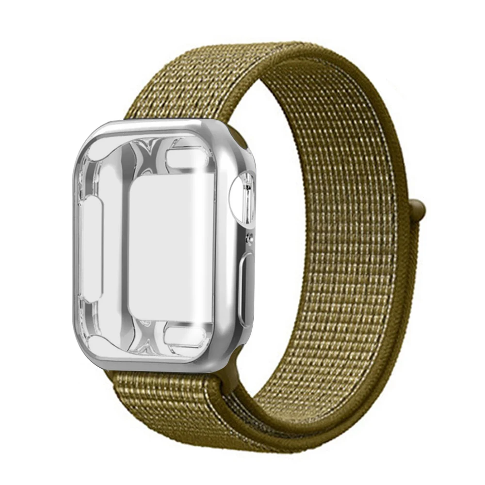 Для случая с нейлоновым ремешком Apple смотреть 5/4/3/2/1 42 мм 38 мм Pulseira Band для iwatch 40 мм 44 мм спортивный браслет - Цвет ремешка: Brown khaki
