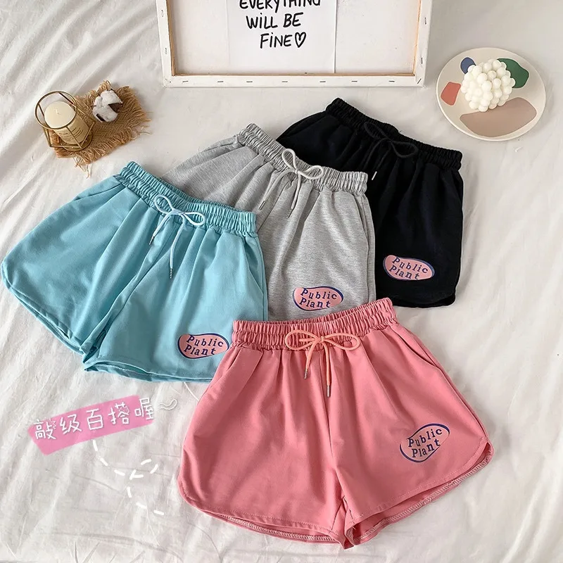 

loose soft cotton spandex shorts black blue casual running summer women shorts workout wear plus size