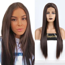 RONGDUOYI, каштановые волосы, прямые синтетические волосы на кружеве, парик, длинные термостойкие волосы из волокна, кружевные парики для женщин, косплей, прямой парик