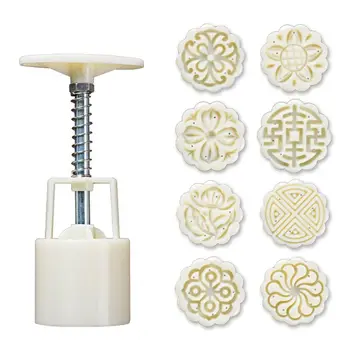 

8pcs Hand Press Cookie Stamp Moon Cake Decor Moulds Molds Barrel Mooncake Mold 25g Pastry DIY Tool