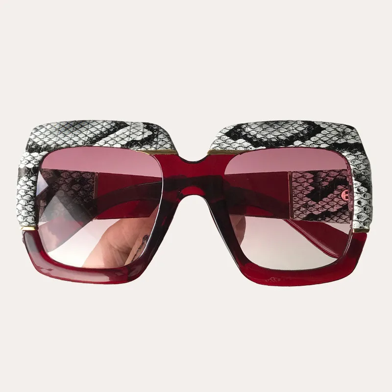 No.6 sunglasses Змеиный узор большие солнцезащитные очки для женщин и мужчин квадратная оправа винтажные брендовые солнцезащитные очки gafas de sol hombre - Цвет линз: No.6 sunglasses