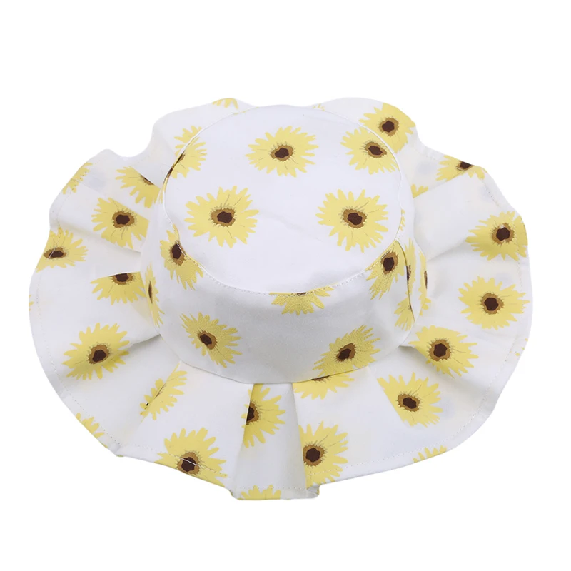 Sun Flower Printed Children Basin Hats New Simple Toddler Baby Boys Girls Bucket Hats Caps Baby Kids Leisure Fisherman Basin Cap