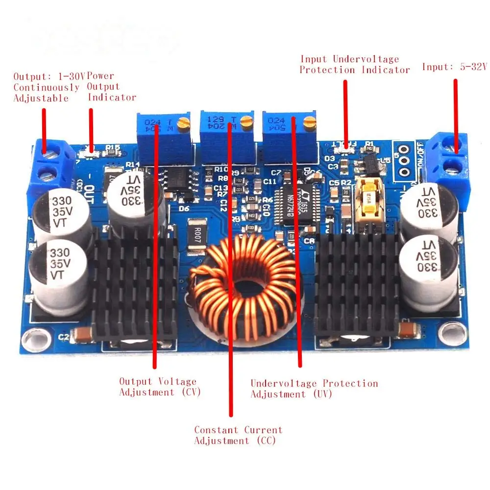 1 шт. LTC3780 DC-DC преобразователь постоянного тока в постоянный ток 5-32V постоянного тока до 1 V-30 V 10A автоматическое шаг вверх вниз Регулятор зарядки Модуль Питание модуль