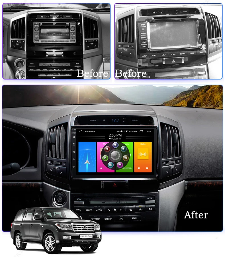 Автомагнитола 2 Din для Toyota Land Cruiser LC200 мультимедийный проигрыватель с Android 10 0 и