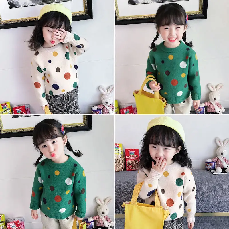 

Girls Sweaters Autumn Winter Children's Style Pullover Top Keep Warm Sweaters Girls Infants Baby Kids Thickened Bottoming Shirts
