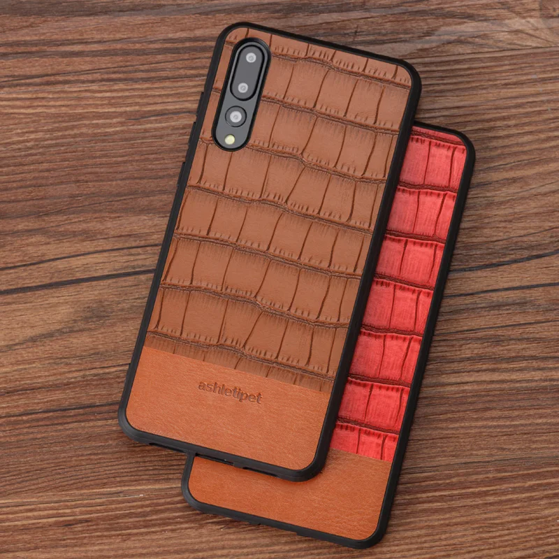 

Cowhide Phone Case For Huawei Mate 9 10 20 Pro P10 P20 P30 Lite Crocodile Texture Back Cover For Honor 8X 9 10 Case Brief